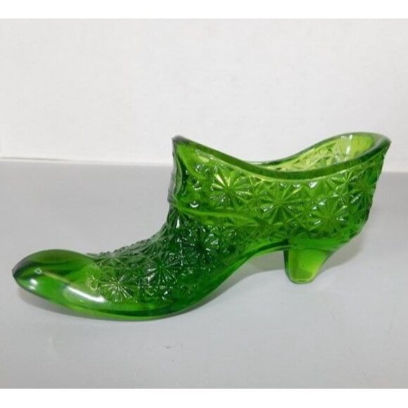 7/1292 Vintage LE Smith Daisy and Button  Emerald Green Lady Victorian Slipper S - Picture 4 of 5
